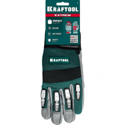 11287-L Профессиональные комбинированные перчатки KRAFTOOL EXTREM размер L, для тяжелых мех. работ антивибрационные с резиновыми накладками