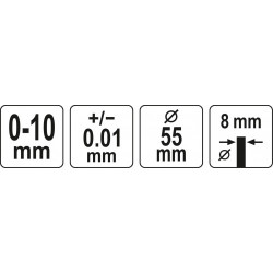 YT-72450 Индикатор измерительный часового типа 0-10мм 