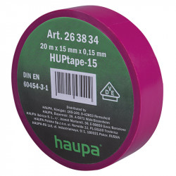 263834 Изолента ПВХ, цвет фиолетовый, шир. 15мм, длина 20 м, d 74 мм (Haupa)