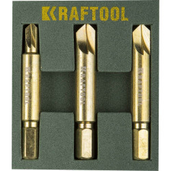 26770-H3 Набор экстракторов KRAFTOOL для выкручивания крепежа с износом граней шлица до 95%.PH1/PZ1,PH2/PZ2,PH3/PZ3,3 предмета