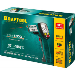 45701-1650 Пирометр инфракрасный, -30°С +1650°С, TRM-1700, KRAFTOOL