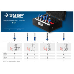 28795-H5 Набор профильных фрез по дереву ЗУБР ''ПРОФЕССИОНАЛ'', 5 шт
