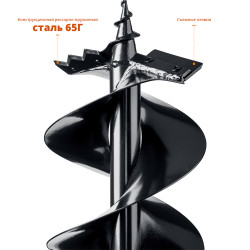 7052-20 Шнек для мотобуров, мерзлый грунт, d=200 мм, двухзаходный, ЗУБР