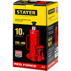 43160-10_z01 Домкрат гидравлический бутылочный ''RED FORCE'', 10т, 230-460 мм, STAYER