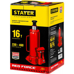 43160-16_z01 Домкрат гидравлический бутылочный ''RED FORCE'', 16т, 230-460 мм, STAYER