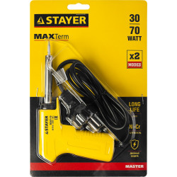 55307-70 Паяльник с пистолетной пластмассовой рукояткой, STAYER ''MASTER'' MAXTerm, 30 - 70 Вт, конус