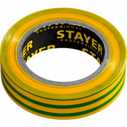 12291-S STAYER Protect-10 Изолента ПВХ, не поддерживает горение, 10м (0,13х15 мм), желто-зеленая