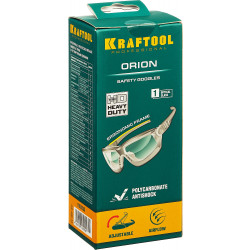 110305_z01 KRAFTOOL ORION Прозрачные профессиональные защитные очки с регулируемыми дужками, поликарбонатная монолинза, непрямая вентиляция