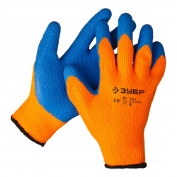 11465-S Перчатки утепленные Урал, акриловые, с рельефным латексным покрытием, 10 класс, сигнальный цвет, S-M, ЗУБР Профессионал 11465-S