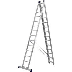 38833-14 Лестница СИБИН универсальная,трехсекционная со стабилизатором, 14 ступеней