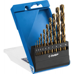 29626-H10_z01 Набор сверл по металлу 10 шт (d=1-10 мм), КОБАЛЬТ, сталь Р6М5К5, класс А, ЗУБР Профессионал 29626-H10
