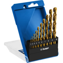 29615-H10 Набор сверл по металлу 10 шт (d=1-10 мм), ТИТАН, сталь Р6М5, класс А, ЗУБР Профессионал 29615-H10