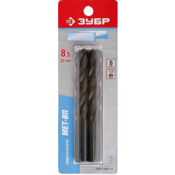 4-29605-117-8.5-K5 Сверло ЗУБР ''МЕТ-ВП'' по металлу парооксидированное, быстрорежущая сталь, 8,5х117мм, 5шт