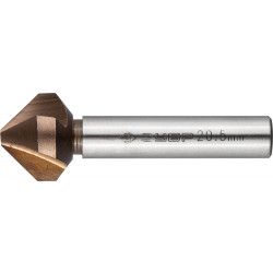 29732-10 Зенкер ЗУБР ''ЭКСПЕРТ'' конусный с 3-я реж.кром.ст.P6M5 с Co покрыт.d 20,5х63 мм,цилиндр хвост.d 10мм, для раззенков.М10