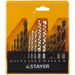29720-H16 Набор STAYER ''STANDARD'': Сверла комбинированные, дерево (4-5-6-8-10мм), металл (2-3-4-6-8мм), бетон (4-5-6-8-10мм), 16 предметов