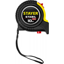 34131-10_z02 STAYER STABIL 10м / 25мм профессиональная рулетка в ударостойком обрезиненном корпусе  с двумя фиксаторами