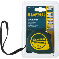 34022-05-25 Рулетка KRAFTOOL GRAND, обрезиненный пластиковый корпус, 5м/25мм