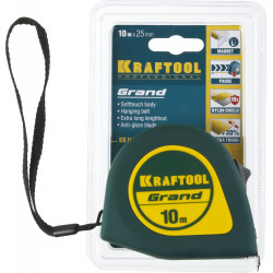 34022-10-25 Рулетка KRAFTOOL GRAND, обрезиненный пластиковый корпус, 10м/25мм