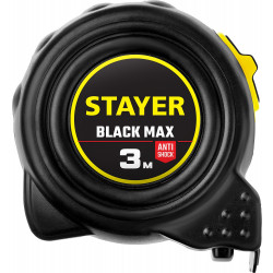 3410-03_z02 STAYER BlackMax 3м / 16мм рулетка в ударостойком полностью обрезиненном корпусе  и двумя фиксаторами