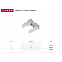 4-44951-20-100 Клипса полипропиленовая, для металлопластиковых труб, 20 мм, 100 шт, ЗУБР Мастер 4-44951-20-100