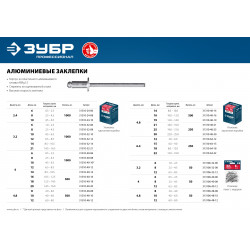 313106-48-12 Алюминиевые заклепки, 4.8 х 12 мм, 50 шт., ЗУБР Профессионал