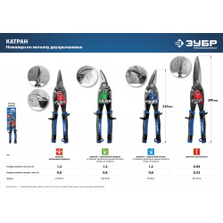 23130-R ЗУБР КАТРАН ножницы по металлу, 250 мм, правые, Cr-Mo
