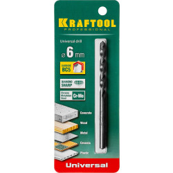 29172-100-6_z01 Сверло ''UNIVERSAL'' по бетону, металлу, дереву, KRAFTOOL PROFESSIONAL, 6 х 100 мм