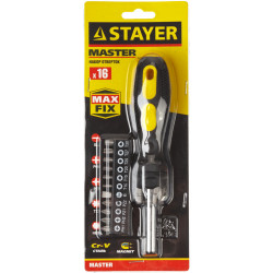2545-H5_z01 Набор STAYER ''MAXFIX'': Отвертка-битодержатель, биты 25 мм 15 шт, 16 предметов