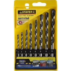 2915-H8_z01 Набор STAYER ''PROFESSIONAL'': Свёрла по бетону, ударные 3, 4, 5, 6, 6, 8, 8,10мм, 8шт