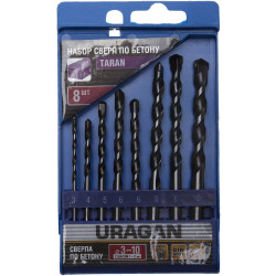 901-21423-H8_z01 Набор URAGAN Свёрла ''TARAN'' по бетону, ударные, 3; 4; 5; 6; 6; 8; 8; 10мм, 8шт