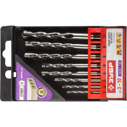 2916-H8_z01 ЗУБР СУПЕР-6 8 шт: d  3-4-5-6-6-8-8-10 мм набор сверл по бетону с шестигранным хвостовиком ПРОФЕССИОНАЛ