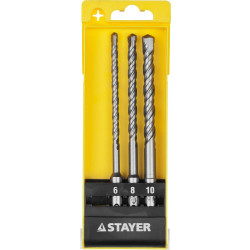 29250-H3 Набор STAYER ''MASTER'': Буров по бетону, хвостовик ''SDS-Plus'', в боксе, (d=6,8,10)-160мм, 3шт