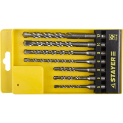 2930-H7 Набор STAYER ''PROFI'' Буры по бетону, хвостовик ''SDS-Plus'', 5х110; 6х110; 6х160; 8х110; 8х160; 10х160; 12х160мм; 7шт