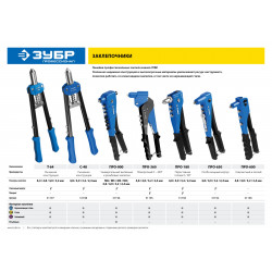31194 Заклепочник поворотный 90-180°, ЗУБР ''ПРО-180'' для заклёпок d=2,4-4,8 мм - алюминий и сталь, d=2,4-4,0 - нерж сталь, литой корпус