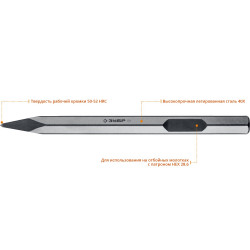 29380-00-400 ЗУБР HEX 28,6 (Макита тип) Зубило пикообразное 400 мм