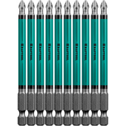 26122-2-100-10 Optimum Line Биты, PH2, 100 мм, тип хвостовика E 1/4'', 10 шт в блистере, KRAFTOOL