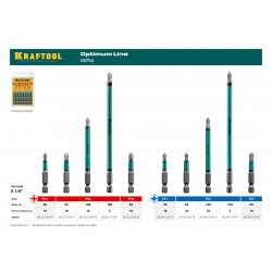 26124-2-150-5 Optimum Line Биты, PZ2, тип хвостовика E 1/4'', 150 мм, 5 шт в блистере, KRAFTOOL