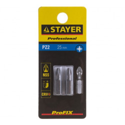 26221-2-25-02 Биты STAYER ''PROFI'', хвостовик C 1/4'', PZ №2, 25мм, 2шт