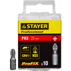 26201-3-25-10_z01 Биты STAYER ''PROFESSIONAL'' ProFix Phillips, тип хвостовика C 1/4'', № 3, L=25мм, 10шт