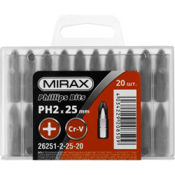 26251-2-25-20 Биты MIRAX PH№2, тип хвостовика C 1/4'', длина 25мм, 20шт