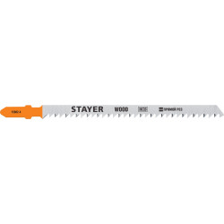 15982-4_z02 Полотна STAYER, T301CD, для эл/лобзика, HCS, по дереву, T-хвост., шаг 3мм, 90мм, 2шт