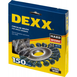 35100-150 DEXX. Щетка дисковая для УШМ, жгутированная стальная проволока 0,5мм, 150ммх22мм