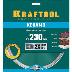 36684-230 KERAMO 230 мм, диск алмазный отрезной сплошной по керамограниту, керамической плитке, KRAFTOOL