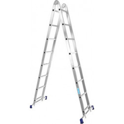 Т208 Лестница профессиональная двухсекционная шарнирная (234х231х458 см. 10,8 кг) Алюмет