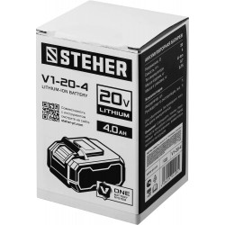 V1-20-4 STEHER 20В, Li-Ion, 4 Ач, тип V1, аккумуляторная батарея