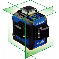 34909 ЗУБР КРЕСТ 3D зеленый нивелир лазерный