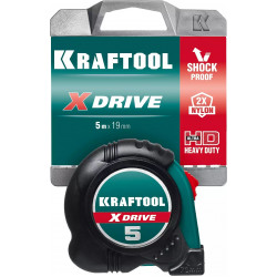 34122-05-19_z02 KRAFTOOL X-Drive 5м / 19мм рулетка с ударостойким обрезиненным корпусом