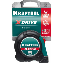 34122-05-25_z02 KRAFTOOL X-Drive 5м / 25мм рулетка с ударостойким обрезиненным корпусом