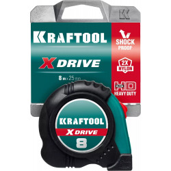 34122-08_z02 KRAFTOOL X-Drive 8м / 25мм рулетка с ударостойким обрезиненным корпусом