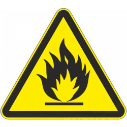 Знак безопасности (пластик) ''Пожароопасно! Легковоспламеняющиеся вещества'' L250 мм